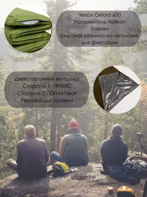 Спальный комплект SetDozorFleece, спальный мешок флис, вкладыш, матрас